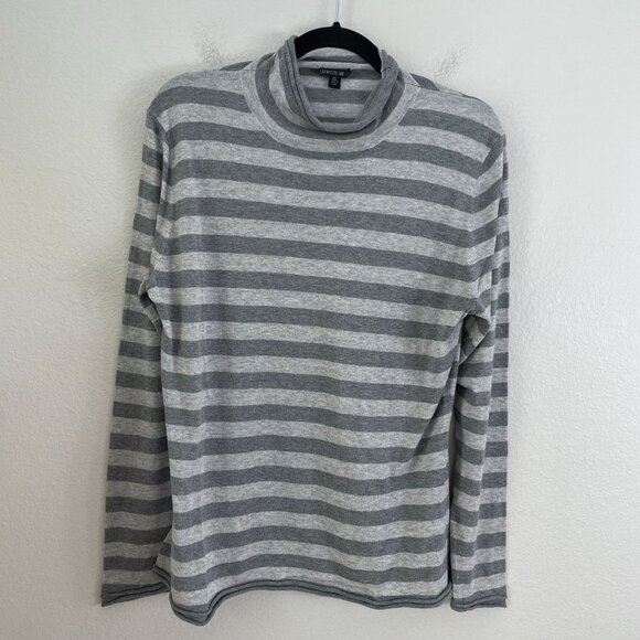 Lafayette 148 Womens XL Gray Stripe Mock Neck Pullover Sweater Merino Wool Blend - Picture 8 of 11
